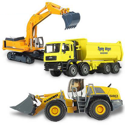 凯迪威合金工程车模型组合履带挖掘车合金翻斗车大型铲车玩具礼品